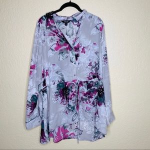 Vera Wang Purple Flowered Blouse | size xxl